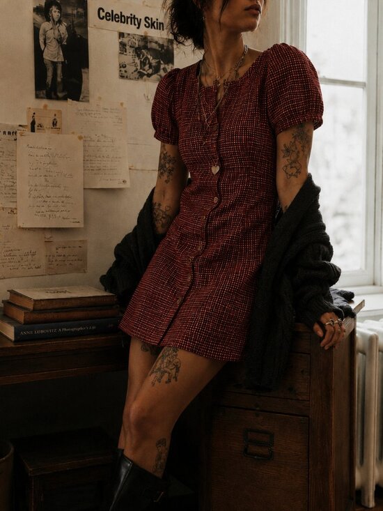 J. Crew Dresses & Skirts - J.Crew Red Gingham Mini Dress Size S Plaid 90s Preppy Cottagecore